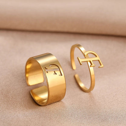 Adjustable Couples Matching Letter Rings - Veinci