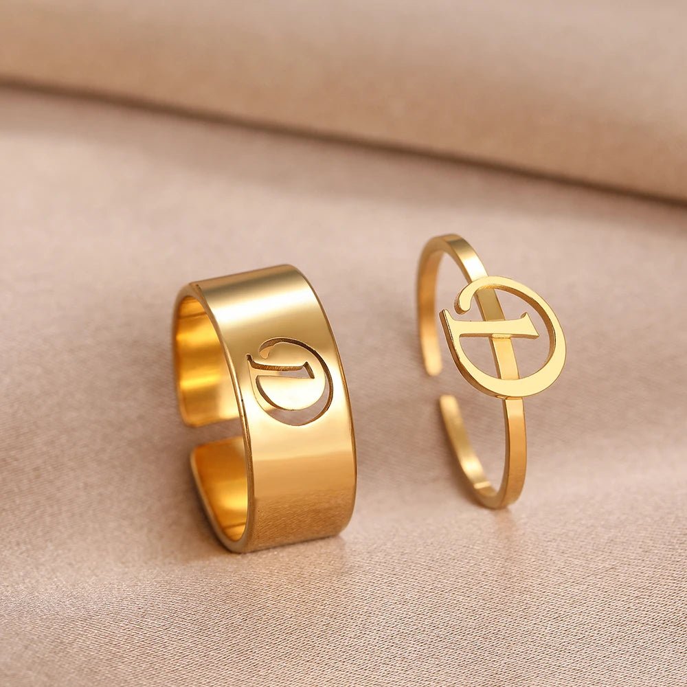 Adjustable Couples Matching Letter Rings - Veinci