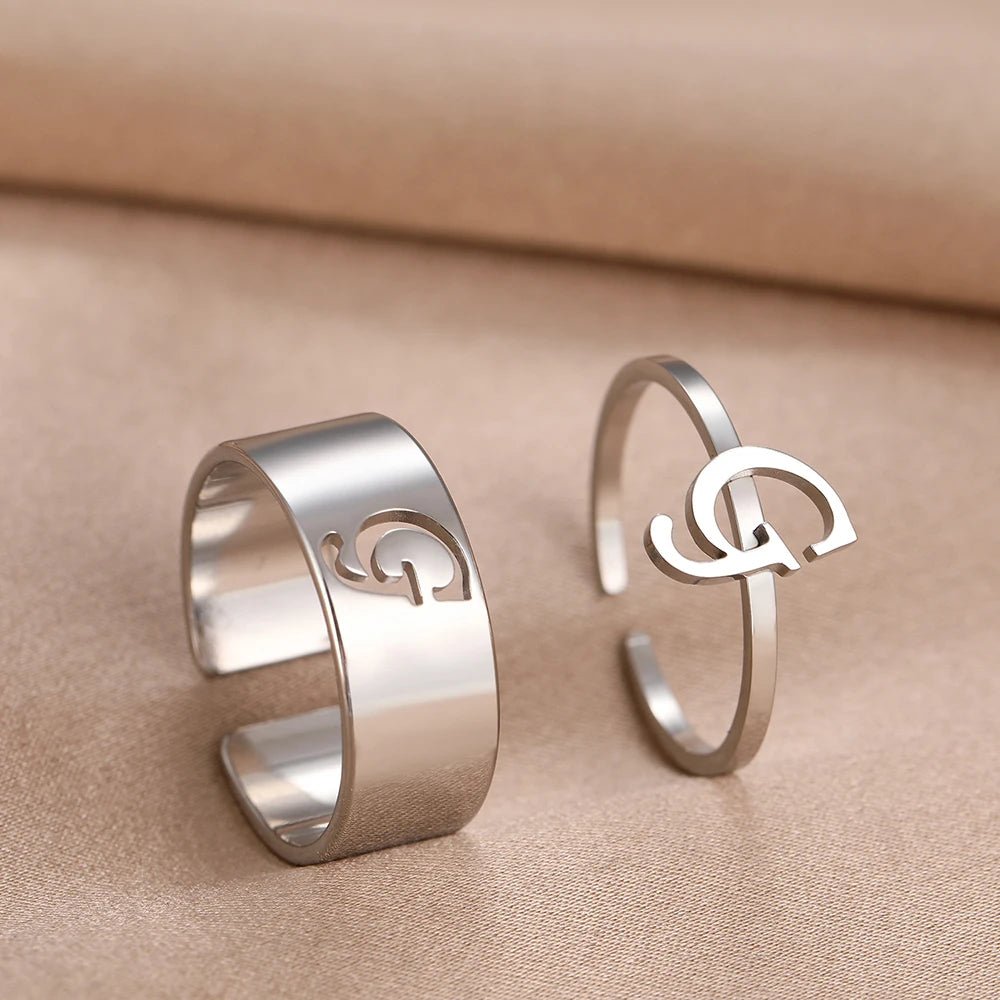 Adjustable Couples Matching Letter Rings - Veinci