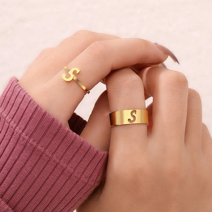 Adjustable Couples Matching Letter Rings - Veinci