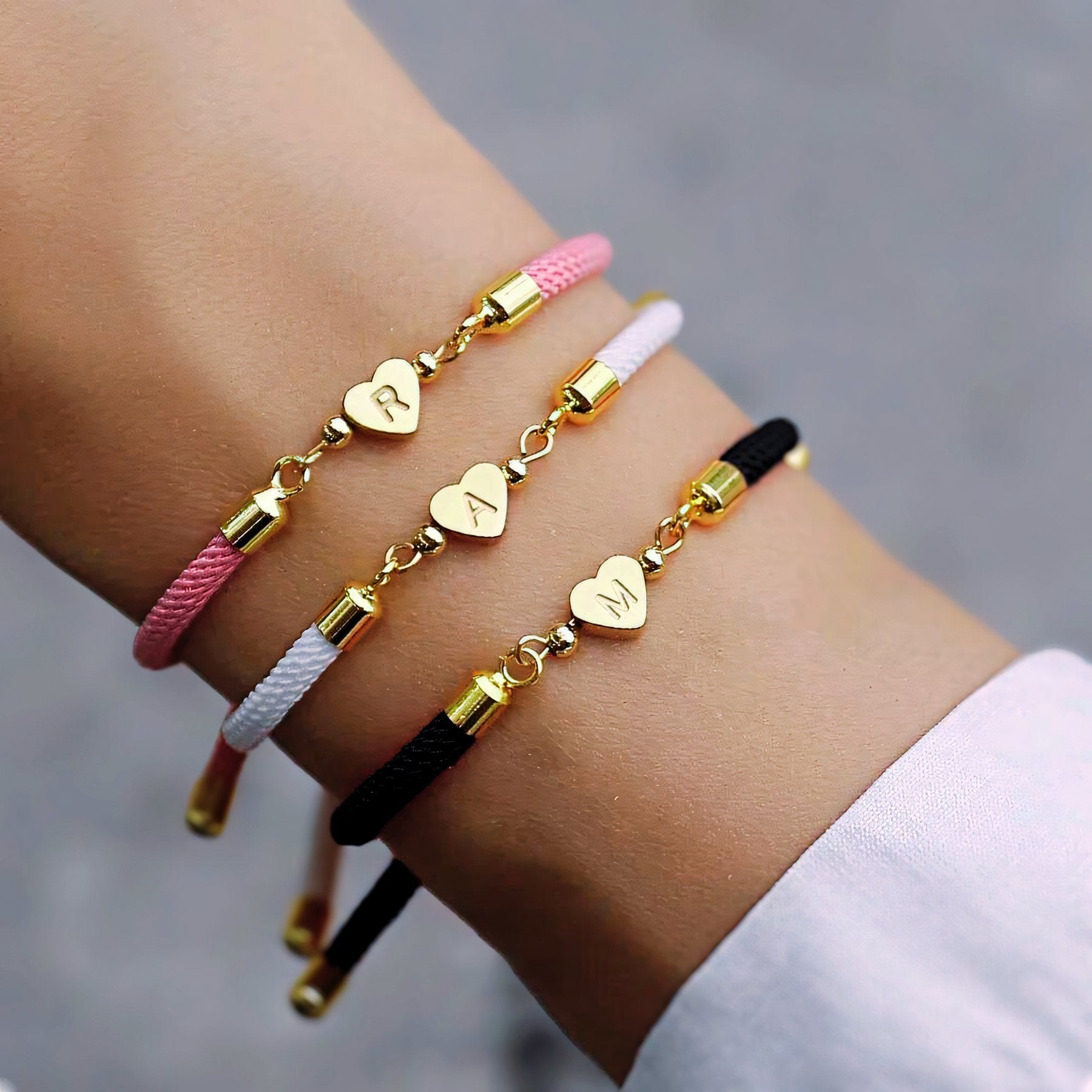 Adjustable Heart Letter Initial Bracelets - Veinci