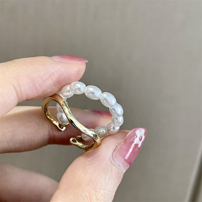 Adjustable Layered Pearl Accented Ring - Veinci