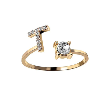 Adjustable Letter Initial Ring - Veinci