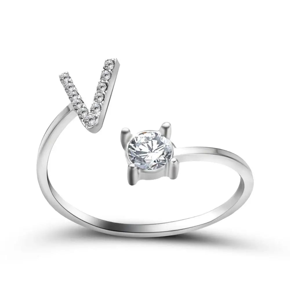 Adjustable Letter Initial Ring - Veinci