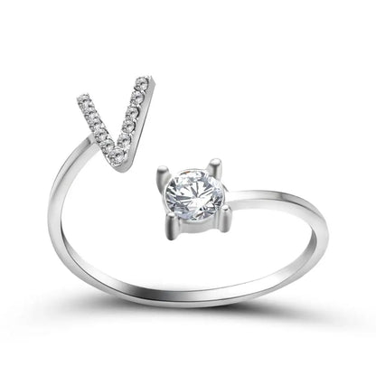 Adjustable Letter Initial Ring - Veinci