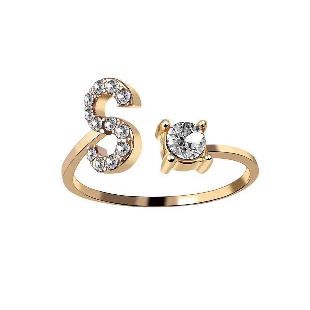 Adjustable Letter Initial Ring - Veinci