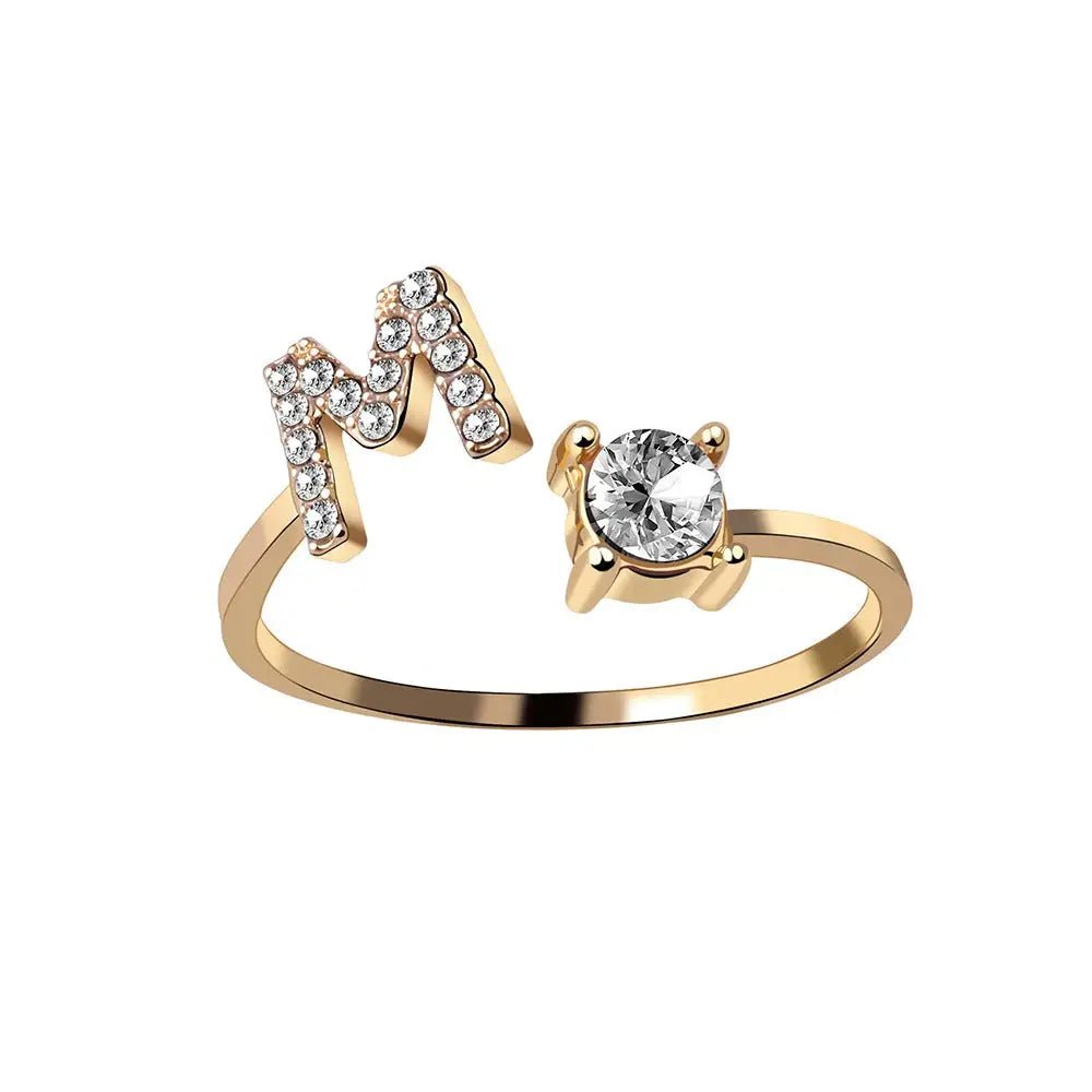 Adjustable Letter Initial Ring - Veinci