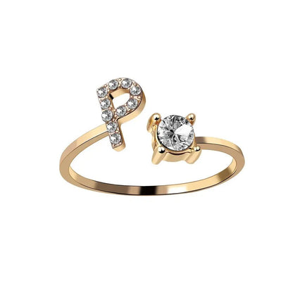 Adjustable Letter Initial Ring - Veinci