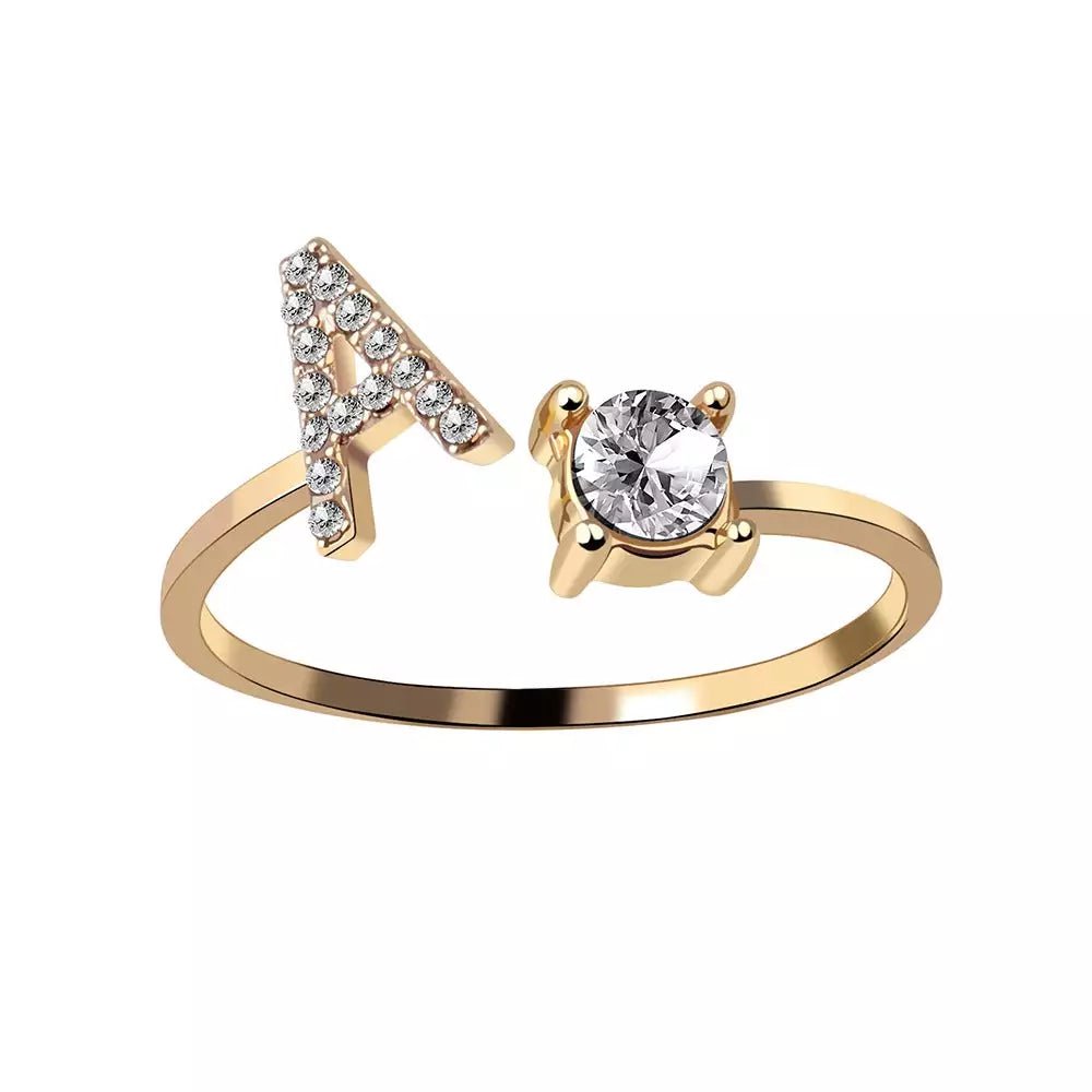 Adjustable Letter Initial Ring - Veinci