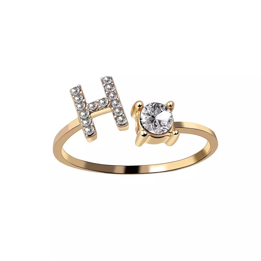 Adjustable Letter Initial Ring - Veinci