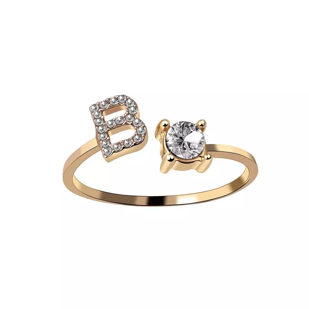 Adjustable Letter Initial Ring - Veinci