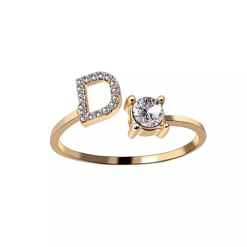 Adjustable Letter Initial Ring - Veinci