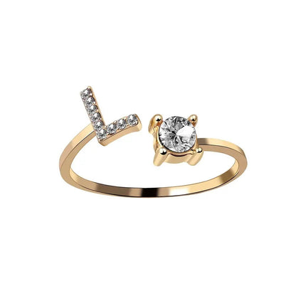 Adjustable Letter Initial Ring - Veinci