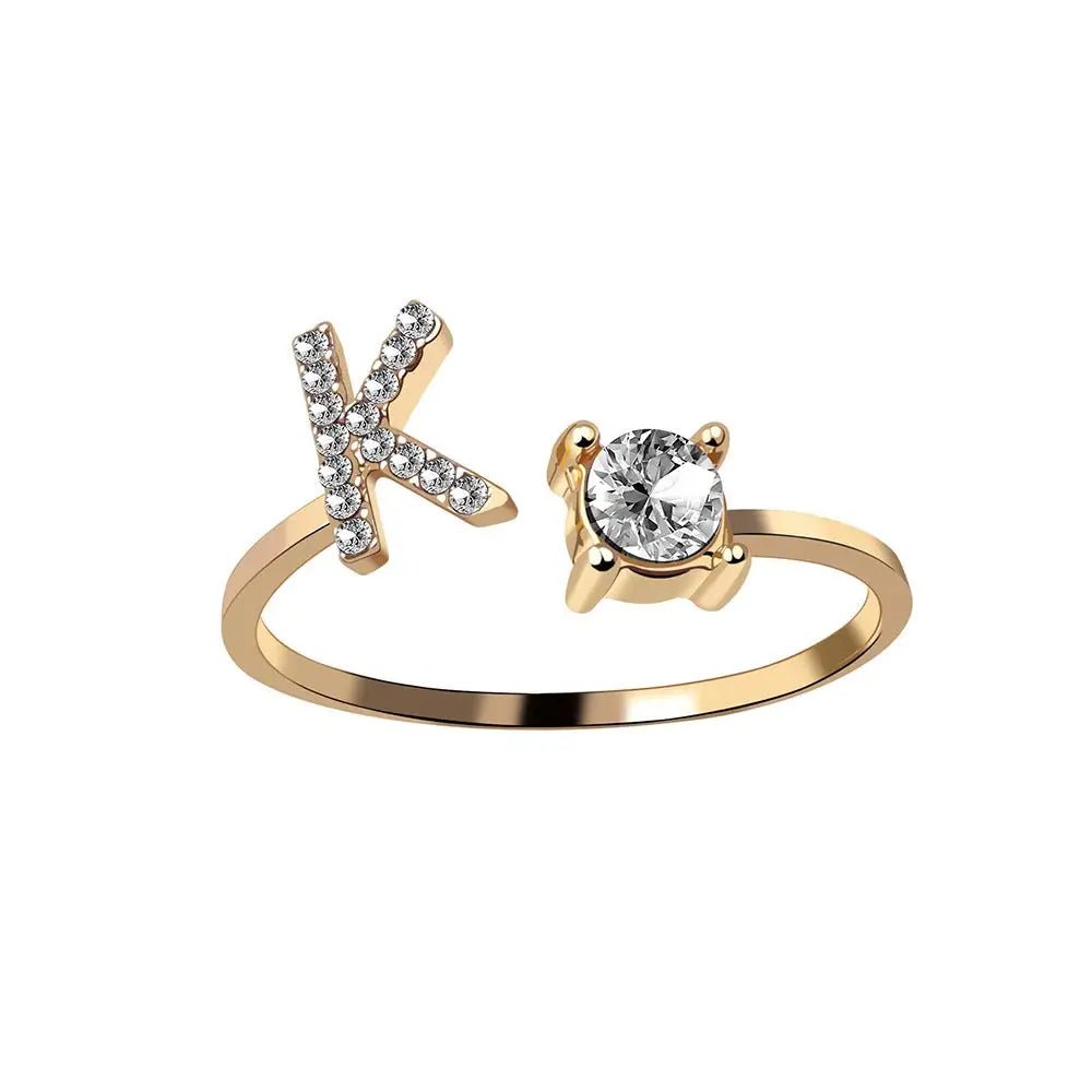 Adjustable Letter Initial Ring - Veinci