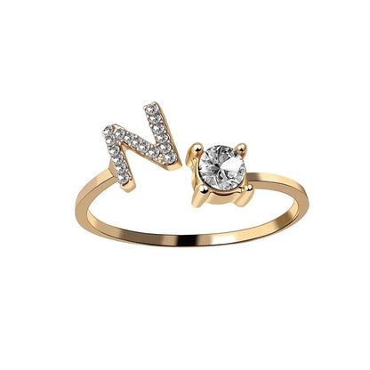 Adjustable Letter Initial Ring - Veinci