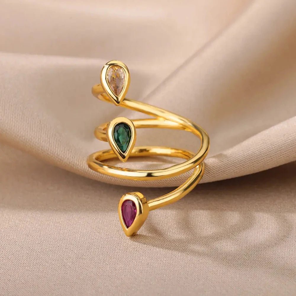 Adjustable Multi - Color Water Drop Rings - Veinci