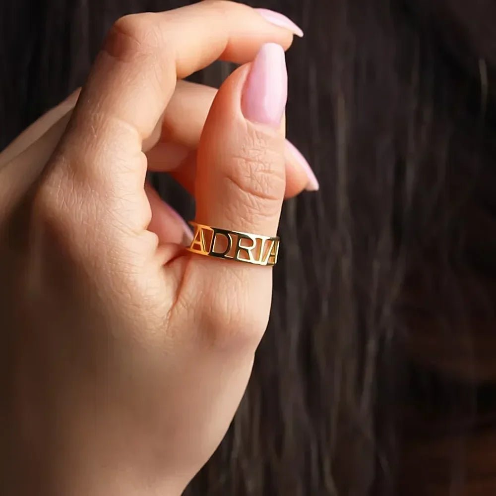 Adjustable Personalized Custom Name Ring - Veinci