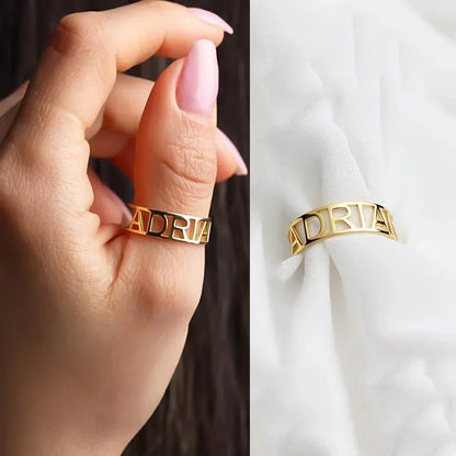 Adjustable Personalized Custom Name Ring - Veinci