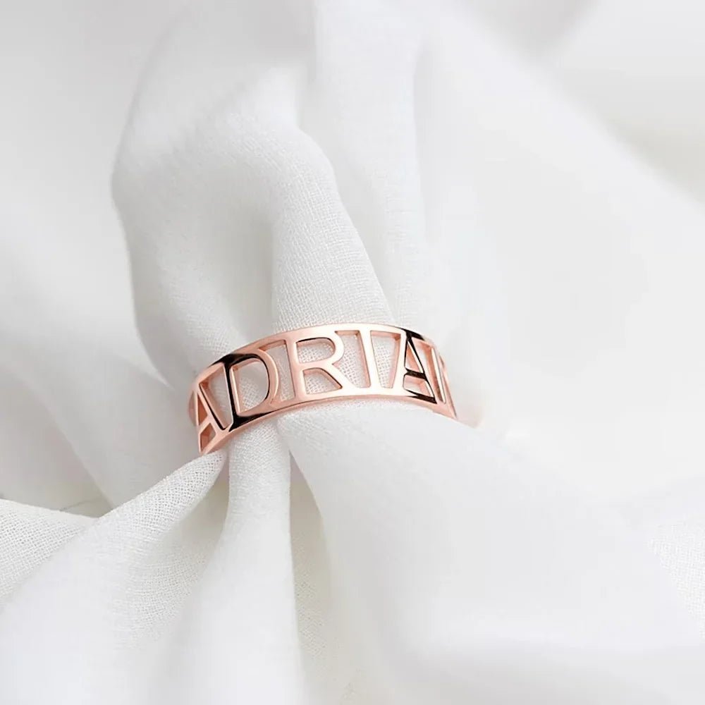 Adjustable Personalized Custom Name Ring - Veinci