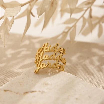 Adjustable Personalized Name(s) Wrap Ring - Veinci