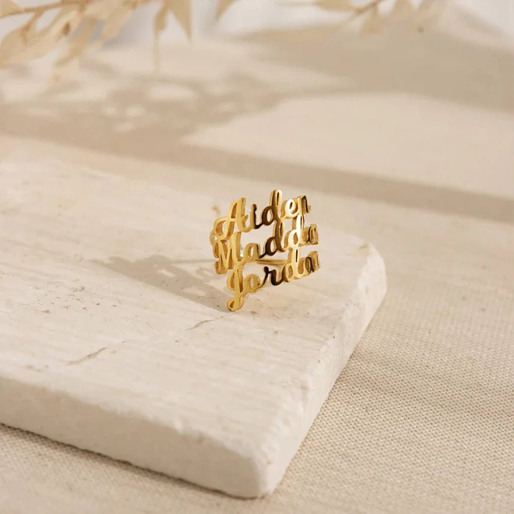 Adjustable Personalized Name(s) Wrap Ring - Veinci