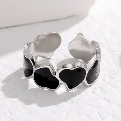 Adjustable Romantic Enamel Heart Ring - Veinci