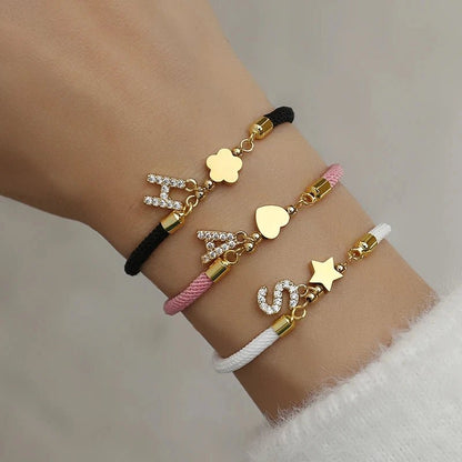 Adjustable Shape Letter Initial Bracelets - Veinci