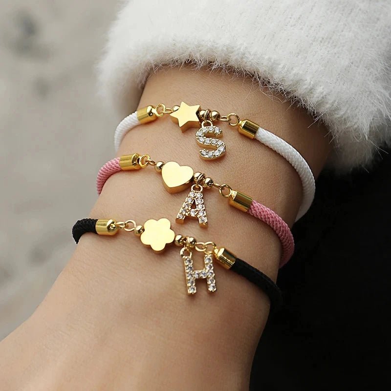 Adjustable Shape Letter Initial Bracelets - Veinci