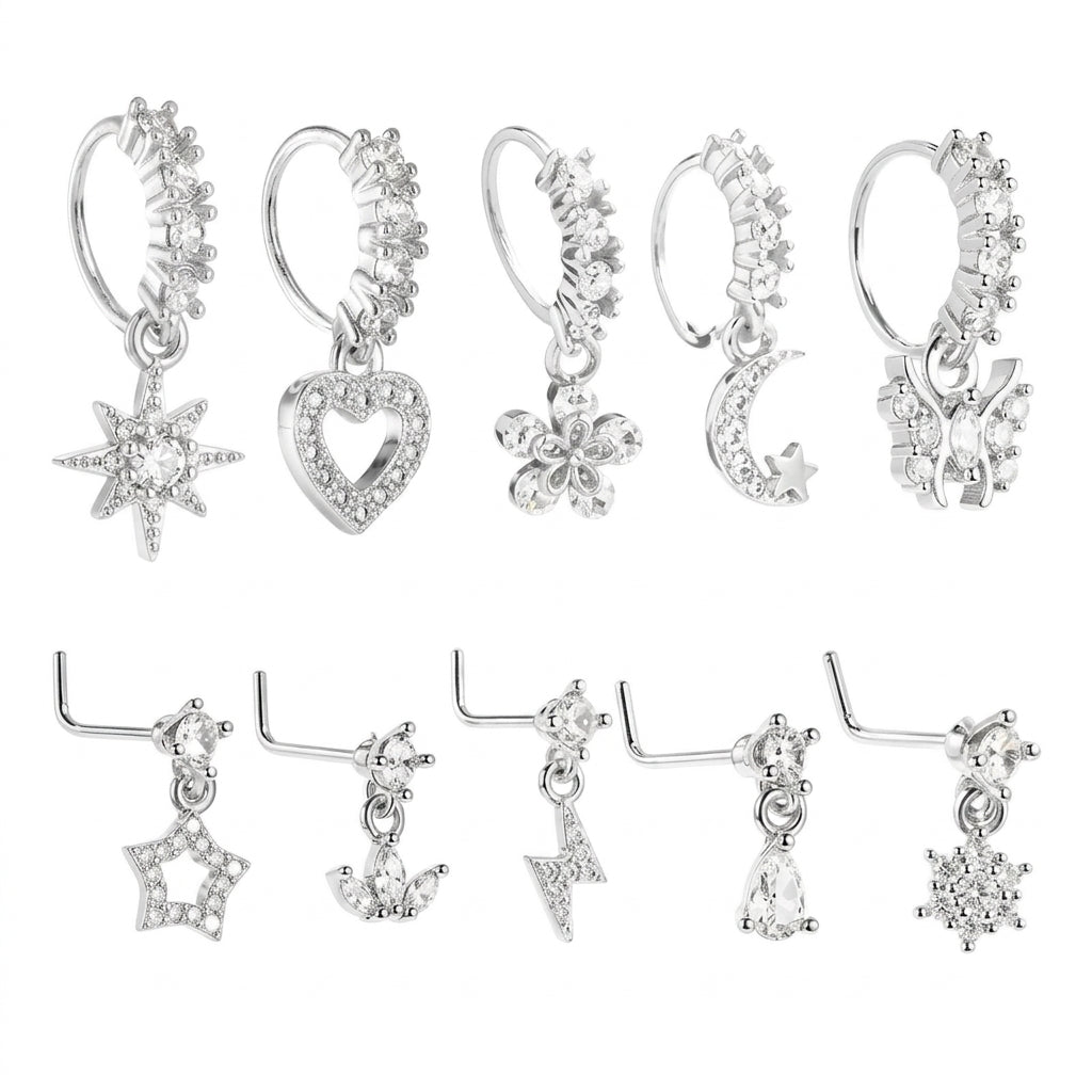 8/10/20pc Dainty Charm Nose Ring Set