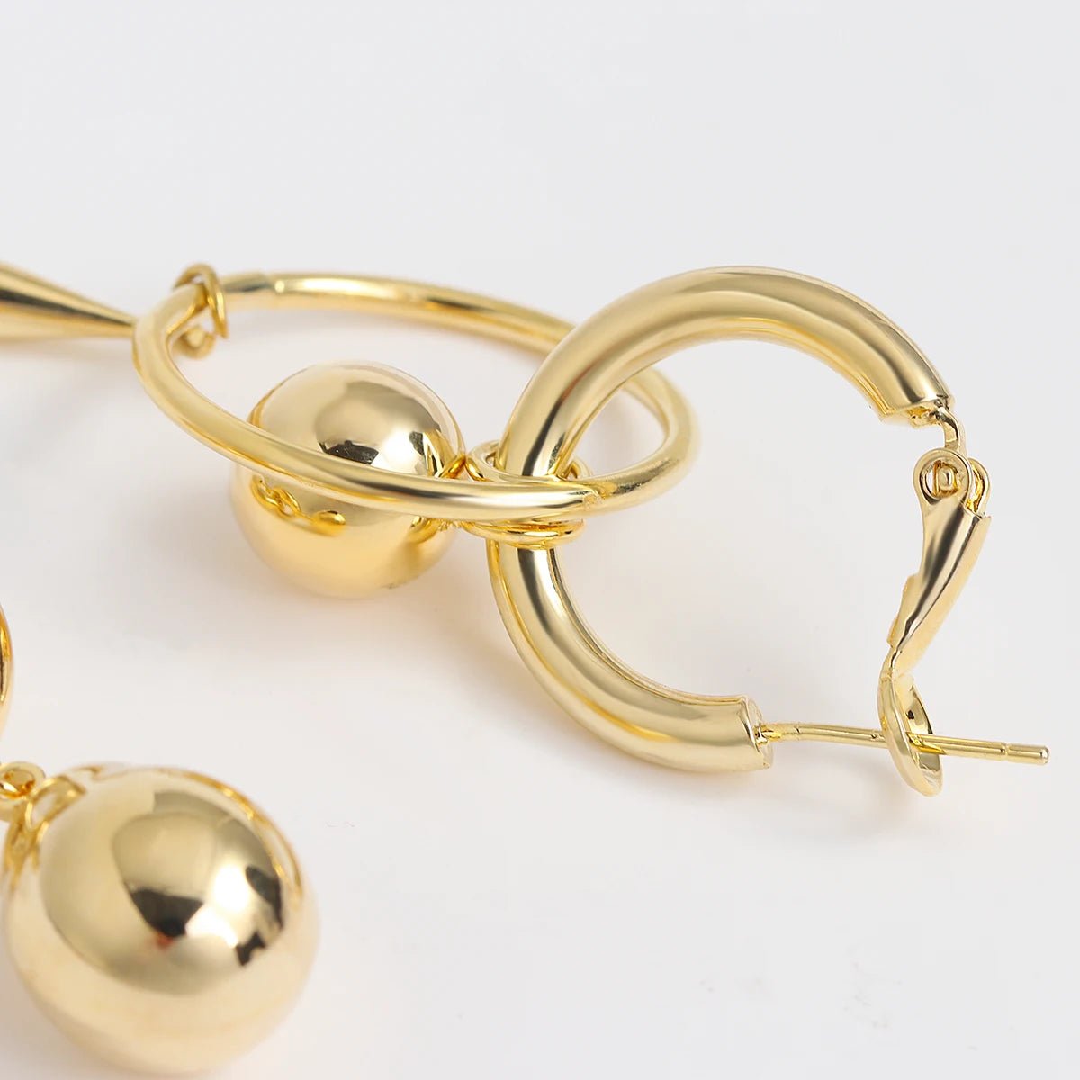 Asymmetric Geometric Ball Drop Earrings - Veinci