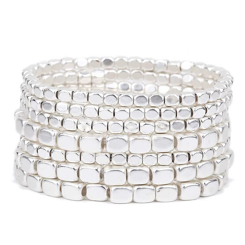 7pc Matte Nugget Shaped Bracelet Stack