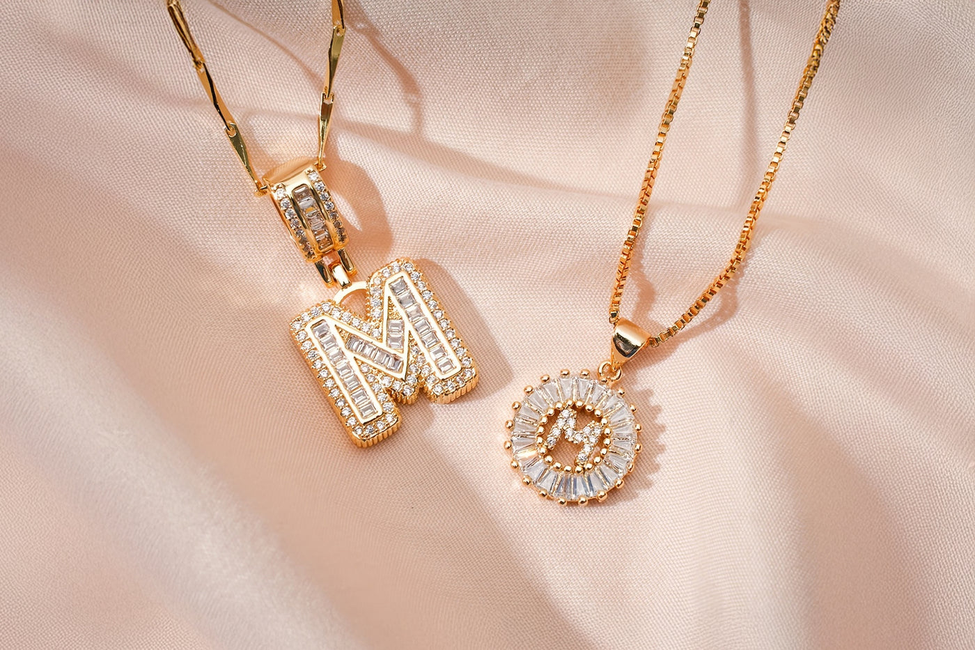 2PC 14K Letter Initial Necklaces