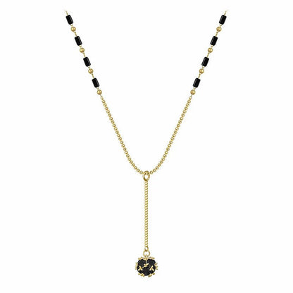 Black and Gold Crystal Ball Necklace - Veinci