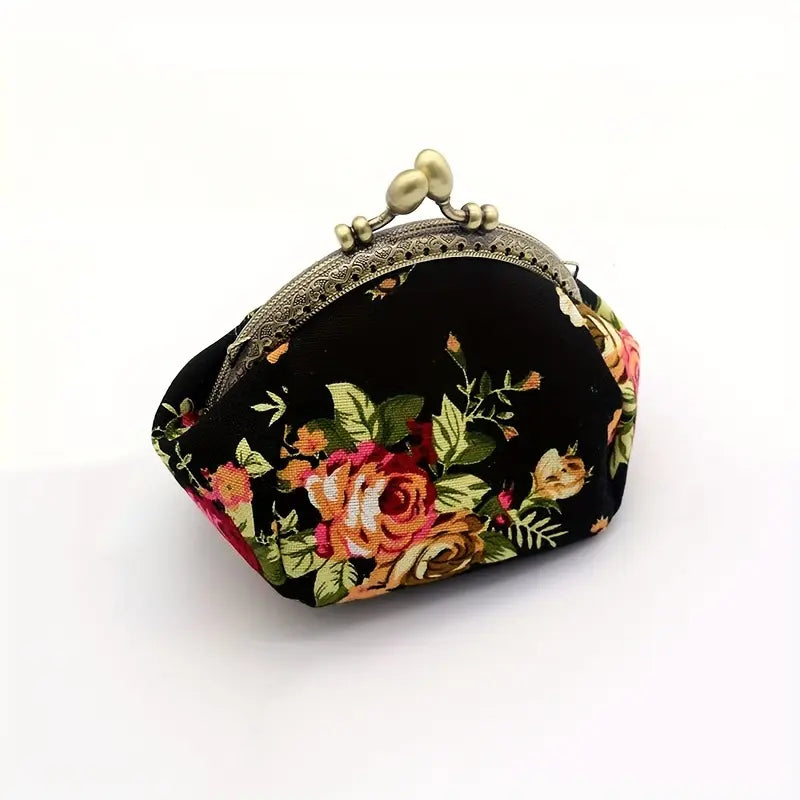Vintage Floral Kiss Lock Coin Purse