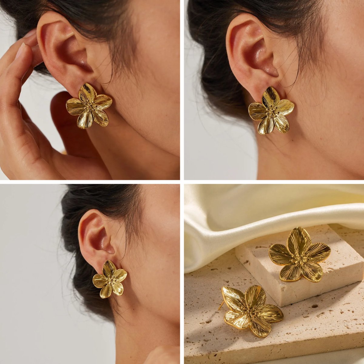 Blooming Hibiscus Earrings & Floral Necklace Bundle - Veinci