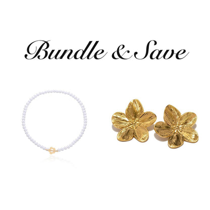 Blooming Hibiscus Earrings & Floral Necklace Bundle - Veinci