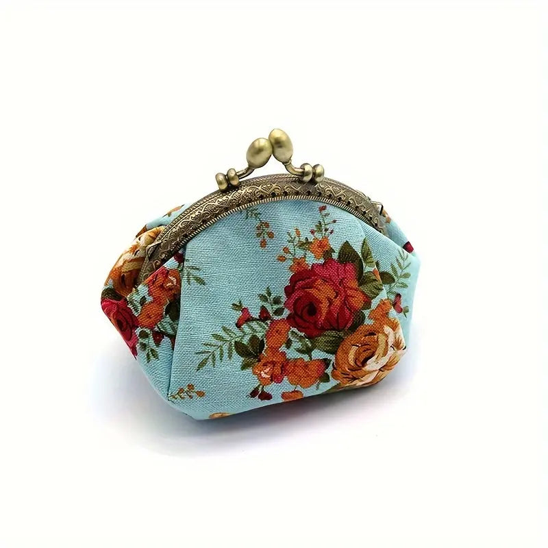 Vintage Floral Kiss Lock Coin Purse