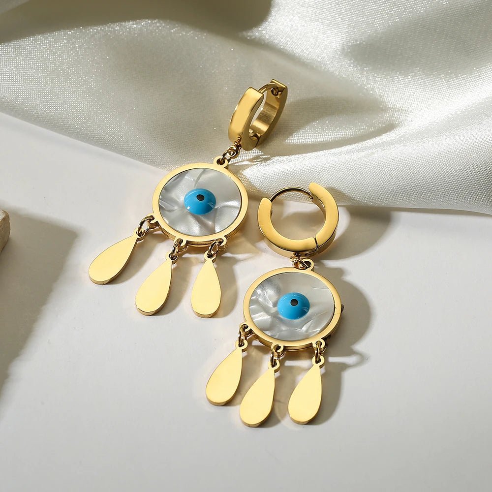 Boho Evil Eye Dangle Earrings - Veinci