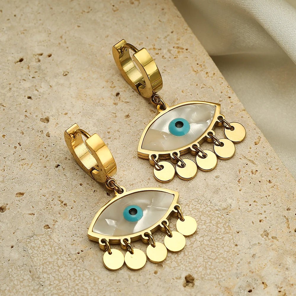 Boho Evil Eye Dangle Earrings - Veinci