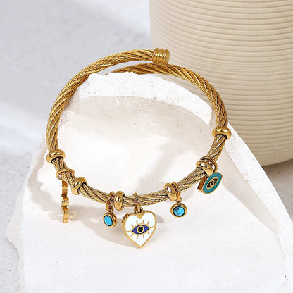 Boho Evil Eye Rope Bangle Bracelet - Veinci