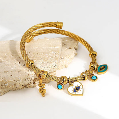 Boho Evil Eye Rope Bangle Bracelet - Veinci