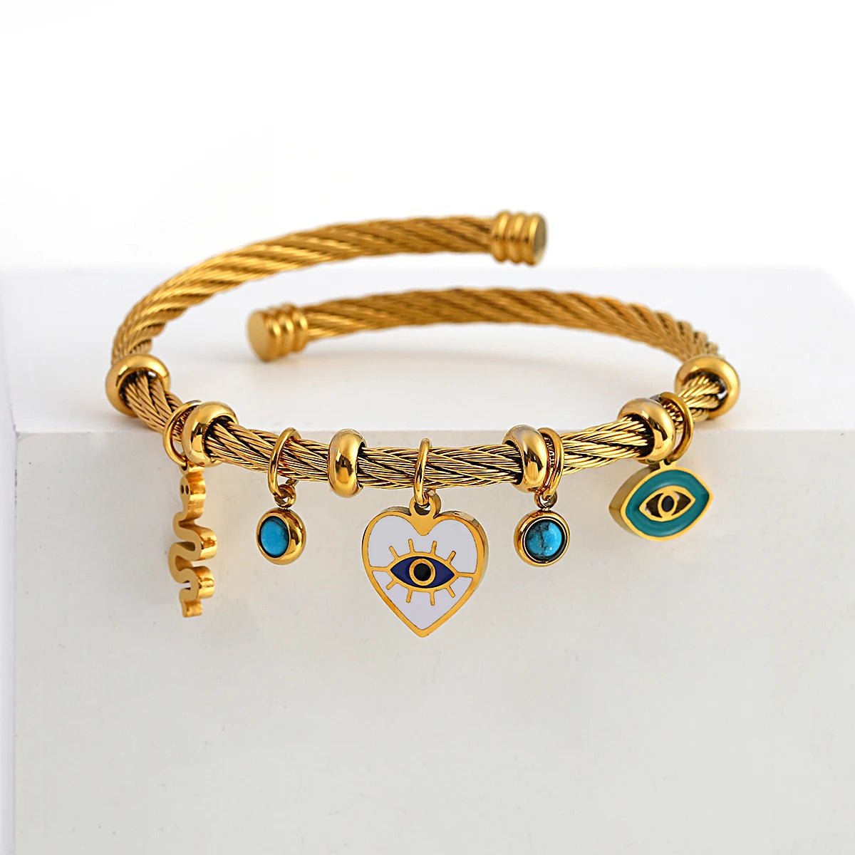 Boho Evil Eye Rope Bangle Bracelet - Veinci