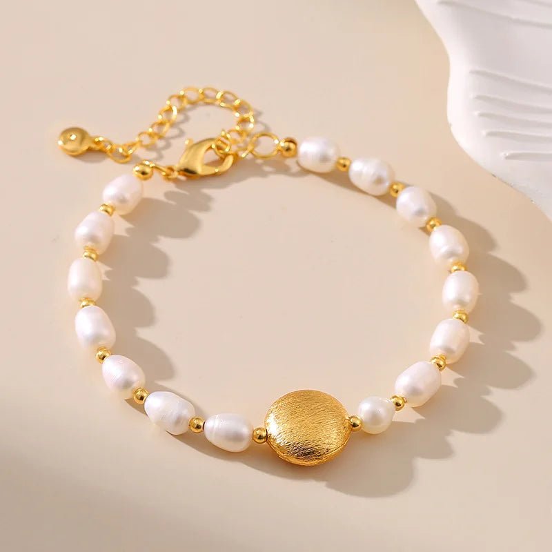 Boho Gold Accented Pearl Bracelets - Veinci