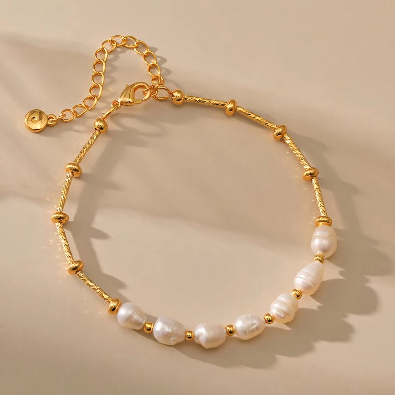 Boho Gold Accented Pearl Bracelets - Veinci