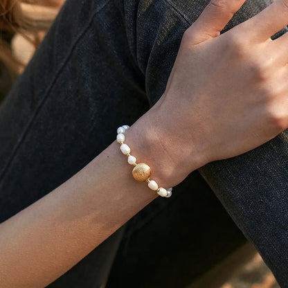 Boho Gold Accented Pearl Bracelets - Veinci