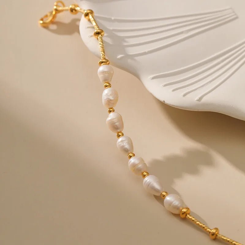 Boho Gold Accented Pearl Bracelets - Veinci