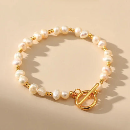 Boho Gold Accented Pearl Bracelets - Veinci