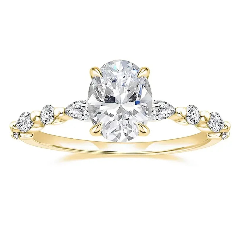 Elegant Oval Set Accented Band Ring