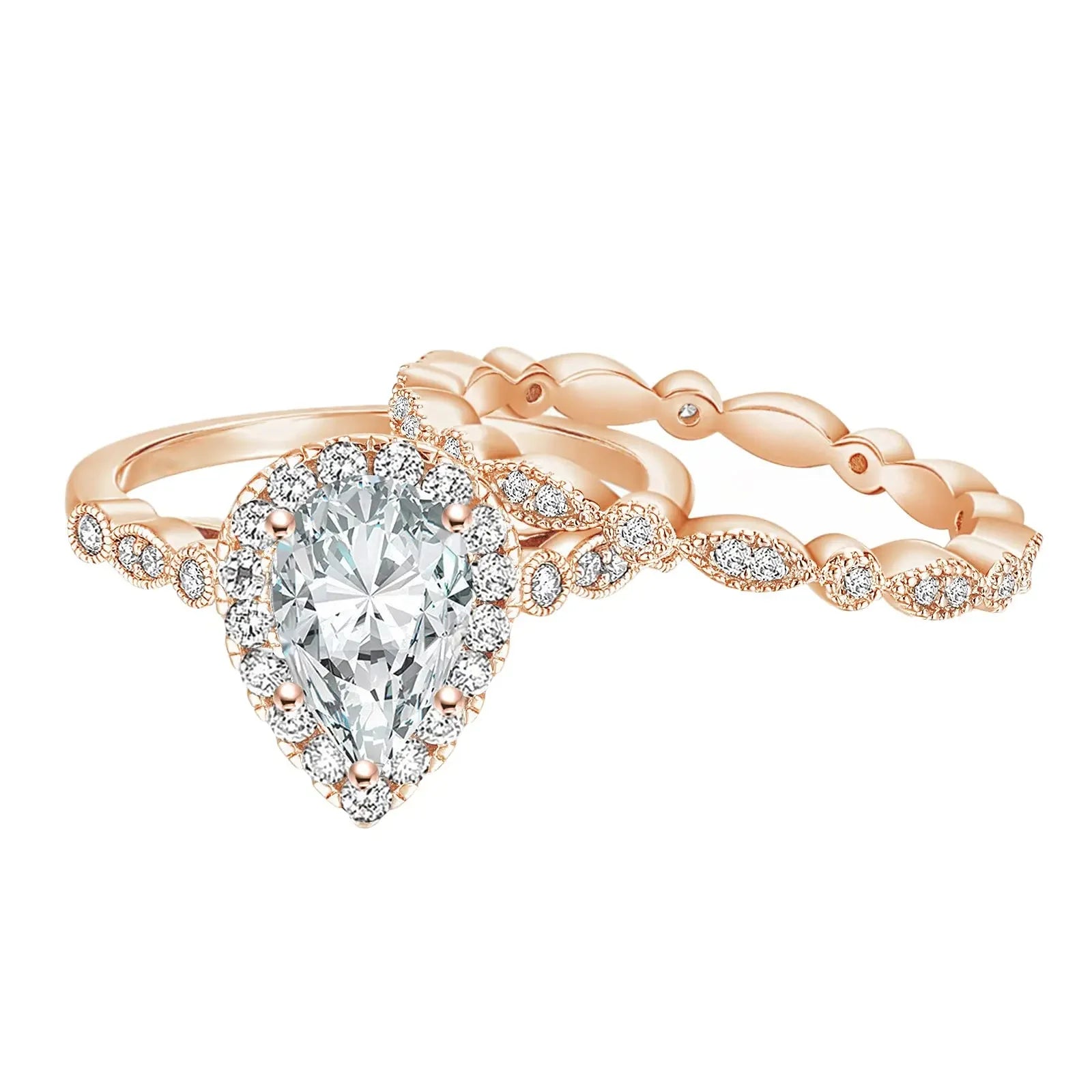 2pc Pear Cut Ring Set