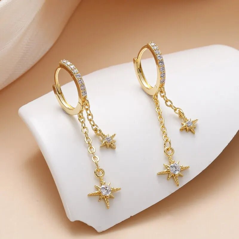 Celestial Diamond Hoop Earrings - Veinci